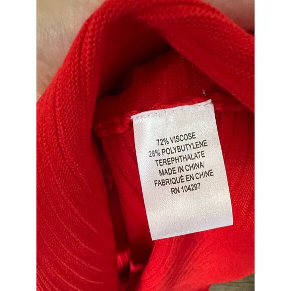 MILLY Red Textured Knit Off-The-Shoulder Flounce Knee Length Cocktail Dress M - Picture 9 of 9